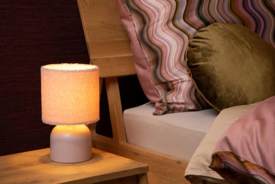 Lucide WOOLLY - Table lamp - Ø 16 cm - 1xE14 - Pink - ambiance 1